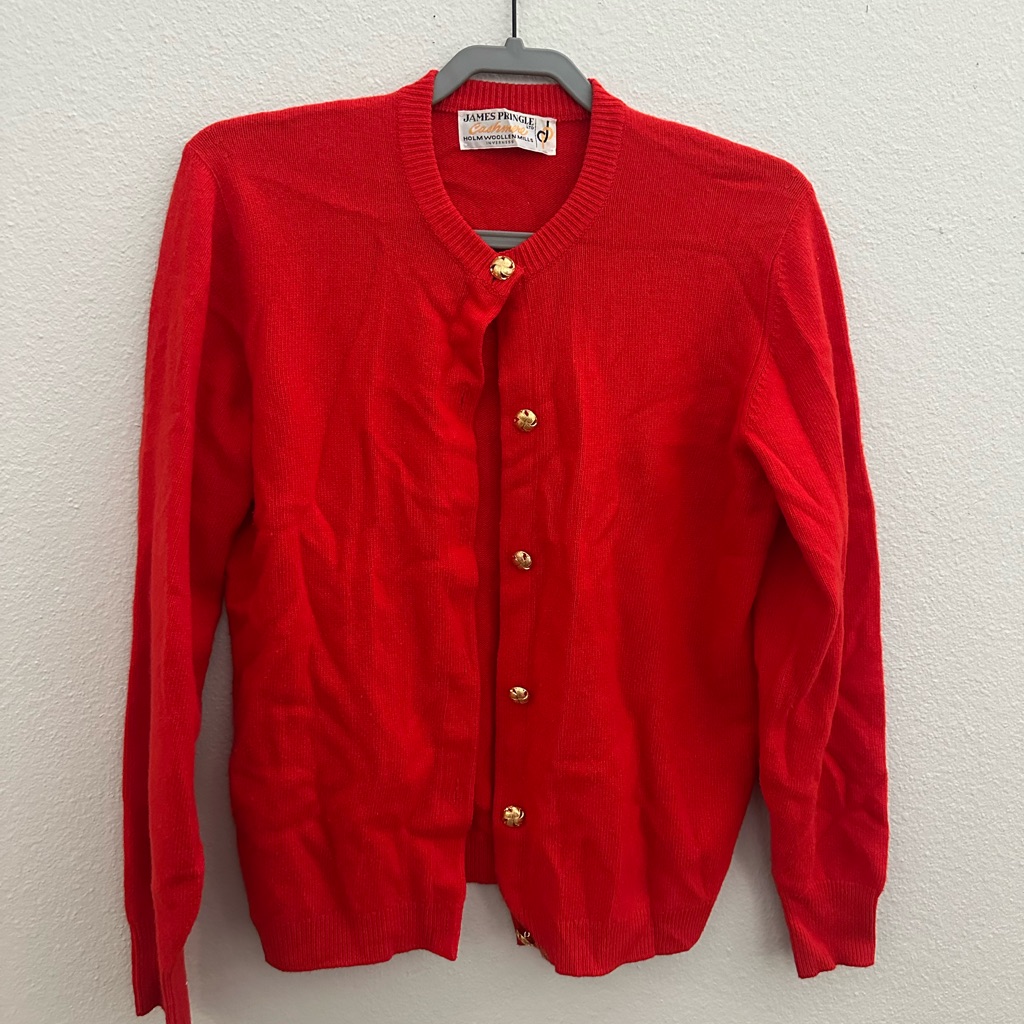 Pringle Red Cardigan With Gold Accents